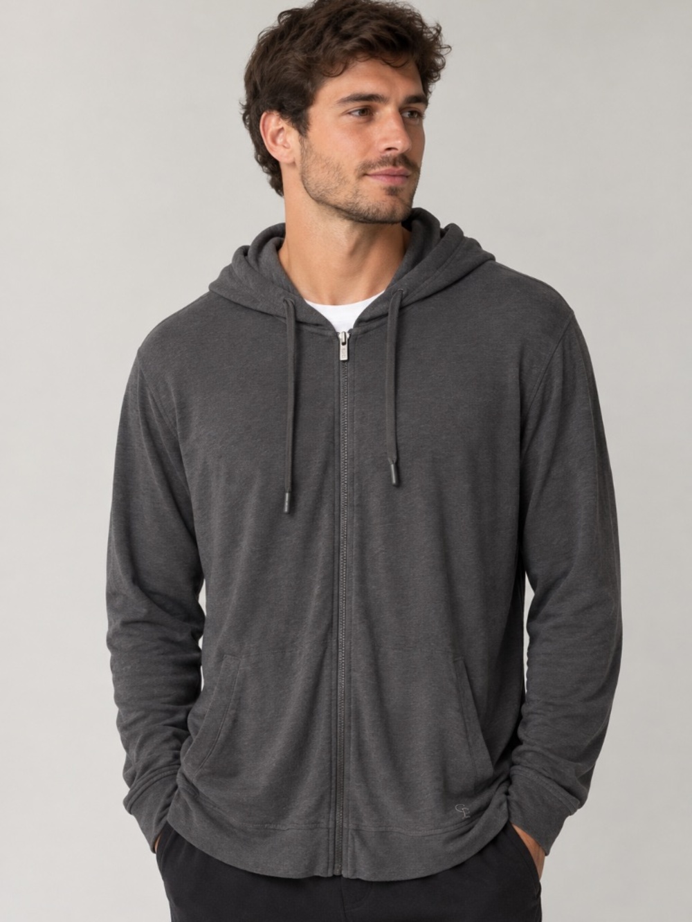 COZY EARTH COZY EARTH Men's Bamboo Ultra-Soft Zip Down Hoodie Grey Men’s Large